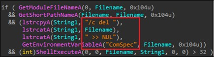 auto cancellazione usando la funzione ShellExecuteA